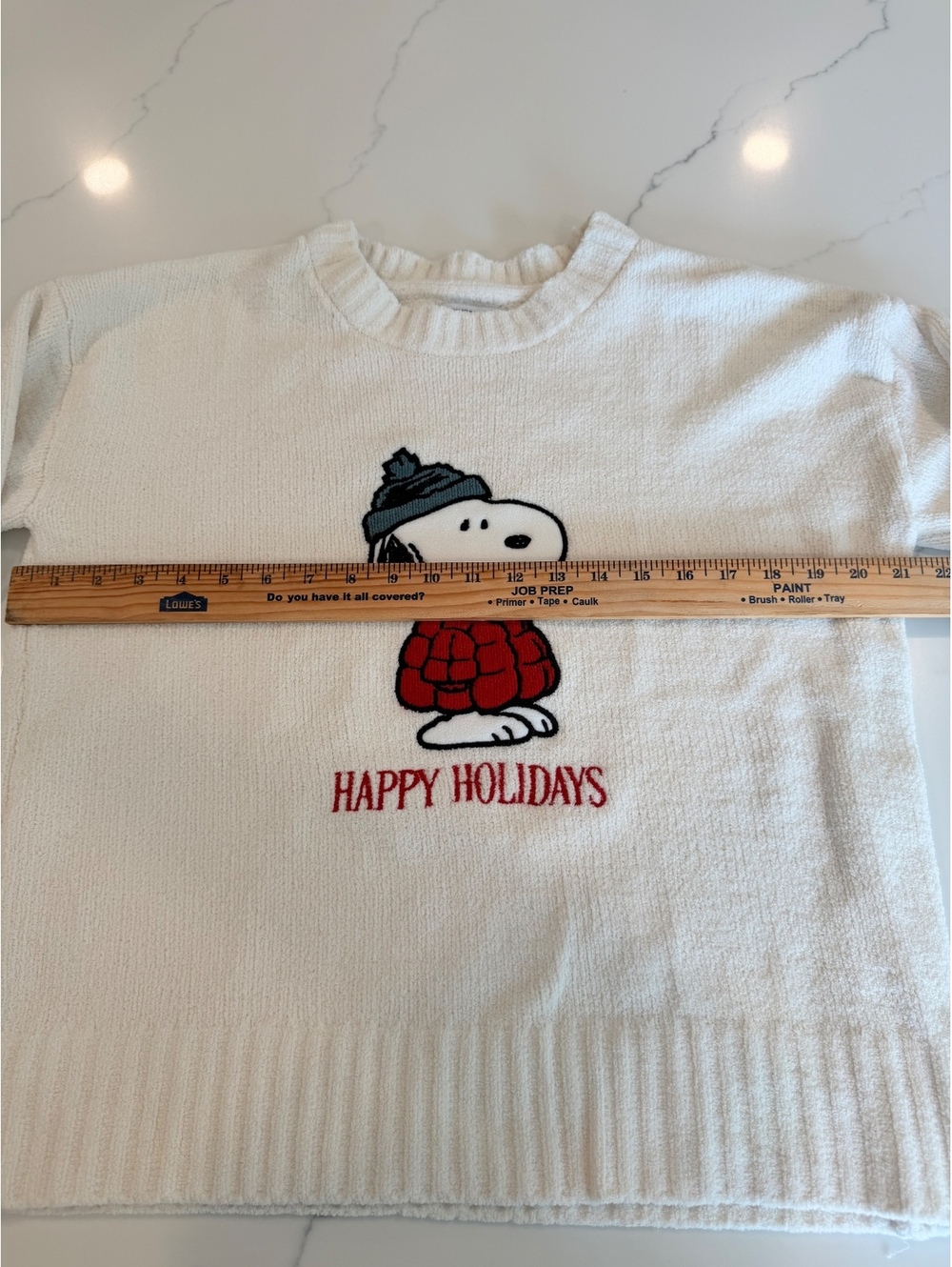 Peanuts Snoopy Happy Holidays White Crewneck Sweater Size Large - Picture 4 of 7